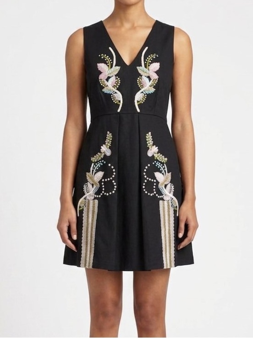Cynthia Rowley Sleeveless Floral Print Embroidered Cotton Mini Dress Size 0